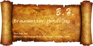 Brauswetter Hetény névjegykártya